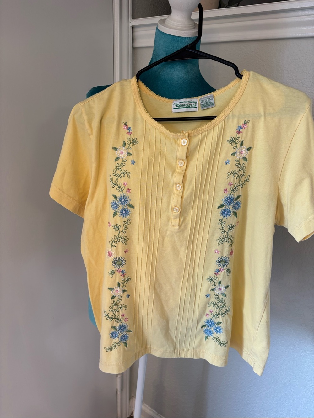 Vintage Shenanigans floral pastel embroidered knit top grandmacore Large